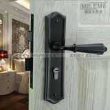 德国米莱米正品保证美式欧房门锁卧室门锁仿古黑室内门锁纯铜锁芯
