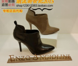 专柜代购Nine West/玖熙秋冬新款女鞋短筒细高跟女靴拼色真皮裸靴