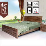 香樟木家具全实木床1.8米1.5米双人床简约现代中式实木床定制包邮