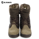 KAMA 卡玛冬季男鞋 圆头中筒真皮靴子 男士平跟保暖鞋 2414008