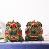 景鸿2015新款龙鱼吐珠办公室创意后现代古典吉祥如意瓷器摆件精品