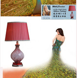 欧式奢华红色琉璃手绘创意陶瓷台灯卧室床头客厅书房婚庆台灯促销