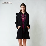 AIKERL专柜正品冬季新款女装 时尚百搭瑞丽连帽长袖毛呢大衣外套