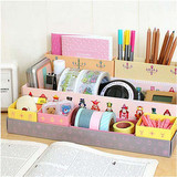 桌面收纳盒 韩国 DIY纸质桌面收纳盒|杂物整理盒 化妆品收纳盒