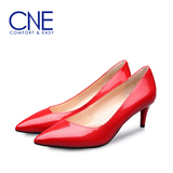 CNE 女鞋细跟单鞋女款女单皮鞋浅口中跟单鞋6T57207