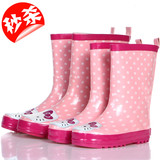 韩国儿童棉雨鞋女童粉猫雨靴 亲子橡胶防滑套鞋卡通胶靴女包邮