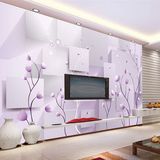 3d温馨浪漫紫色简约电视背景墙大型壁画无缝墙纸墙布客厅立体壁纸