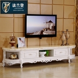 欧式大理石电视柜描金银美式全实木高端雕花白色烤漆客厅茶几组合