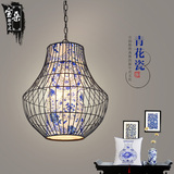 中式鸟笼灯 现代简约手绘客厅卧室餐厅灯饰铁艺阳台过道鸟笼吊灯