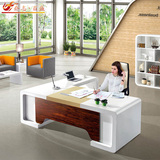 白色烤漆老板桌简约现代油漆大班台办公桌椅组合时尚办公家具上海