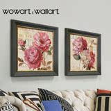 Wowart 红玫瑰花美式画客厅装饰画欧式玄关油画壁画卧室床头挂画