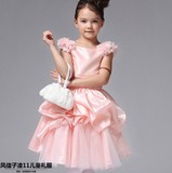 生日礼物粉色儿童礼服裙花童服钢琴舞台演出主持公主裙蓬蓬裙R36