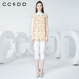 CCDD新款夏季短袖专柜甜美夏装圆领上衣修身新款女衬衫C42R076581
