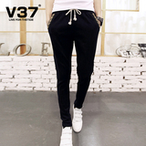 V37夏季男士休闲裤男韩版小脚裤 时尚小直筒裤子修身男裤薄款长裤