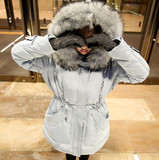 韩国代购羽绒服2015冬新款加厚连帽大毛领中长款工装棉衣外套女装