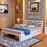 白色实木床松木单人床1.2米简易床1.8米双人床1.5米实木榻榻米床