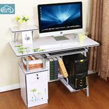 简易电脑桌台式简约写字台书桌带书架办公桌1m家用台式机电脑桌子