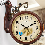 康巴丝静音双面挂钟欧式创意挂表客厅大号两面钟现代石英钟时钟表