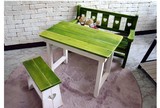 田园实木长椅方椅餐桌椅环保彩色椅子儿童椅咖啡馆桌椅装饰家具