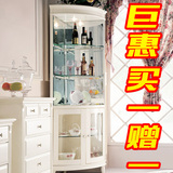 韩式田园酒柜欧式酒柜转角柜实木三角柜墙角柜玻璃酒柜角柜白色