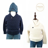 2015秋冬季正品男童含羊毛套头毛衣加厚菠萝针织纯色学院风中大童