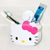 韩国进口KT猫强力吸盘梳子筒牙膏收纳桶沥水盒卫浴可爱壁式牙刷架