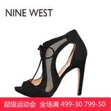 Nine West/玖熙个性时尚麂皮鱼嘴前系带女凉鞋-301035988S