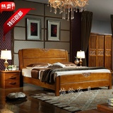 中式全实木床1.8米橡木床1.5米双人床中式婚床欧美式实木床