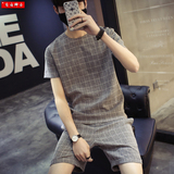 短袖t恤套装男学生夏季 日系复古潮流青年韩版休闲男士短裤两件套