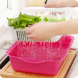 长方形双层塑料沥水篮 厨房洗菜篮洗菜盆 果蔬沥水筐滤水筛滴水篮