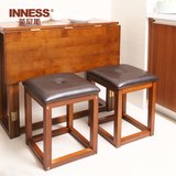 英尼斯 凳子 实木凳子皮凳餐桌凳简约现代休闲凳木凳子 实木方凳