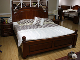 黑胡桃木床简约现代欧式全实木床双人床卧室家具1.8米床厂家特价