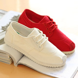 女士布鞋子2015韩版红色低帮夏帆布鞋女春小白鞋学生白色平底板鞋