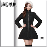 2015冬装新款大码韩版修身中长款轻薄立领裙摆羽绒服女东大门外套