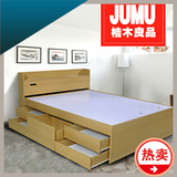 日式榻榻米储物单人1.2米板式床 收纳带抽屉高箱1.5米双人床