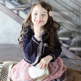 韩国春季大中小儿童女童外套 高品质花边蕾丝加厚长袖公主童装