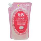 韩国进口正品 保宁B&BB儿童 婴儿洗衣液1300ml 袋装抗菌 一箱12袋