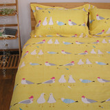 北欧清新海鸥卡通小清新全棉斜纹床单被套枕套可配单双人三四件套