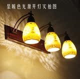 中式灯具古典陶瓷镜前灯3头摇臂背景墙壁灯实木陶瓷镜前灯多规格