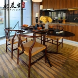 新中式现代简约小户型实木简易家用美式乡村圆形餐厅桌子餐桌组合