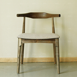 古朴手艺 实木靠背椅子水曲柳餐椅 简约北欧咖啡厅餐厅软包坐垫椅