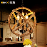 皇妻艺术麻绳吊灯美式乡村田园餐厅咖啡厅酒吧创意球形吊灯