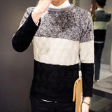 韩版修身型加厚低领男土毛衣 春装羊毛线衣服男士长袖打底针织衫