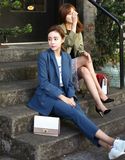 2015秋装时尚潮休闲简约韩版双排扣两件套西服宽松西装套装女
