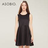 ASOBIO 2015春季新款女装 时尚甜美圆领纯色无袖连衣裙4511572611