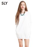 SLY专柜热销春季卫衣式简约纯色修身连衣裙女0308SR83-0120