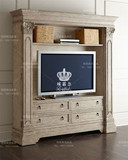 美式实木做旧田园客厅电视柜 法式复古现代简约实木电视柜储物柜