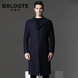 Brloote/巴鲁特男士羊毛呢大衣 男修身长款商务休闲风衣 呢子外套