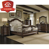 特价美式实木床法式复古实木雕花软包双人床现代简约高档别墅婚床