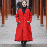 原创制作中国民族风女装秋冬装中长款加厚棉衣花中式大码外套大衣